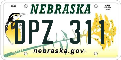 NE license plate DPZ311