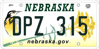 NE license plate DPZ315