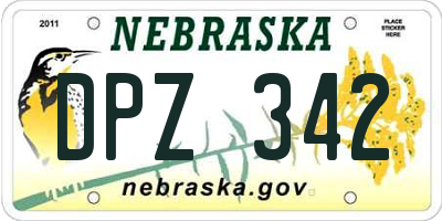 NE license plate DPZ342