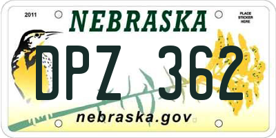 NE license plate DPZ362