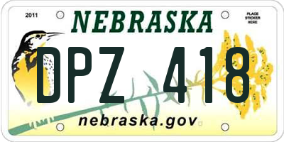 NE license plate DPZ418