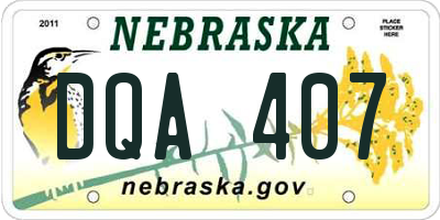 NE license plate DQA407