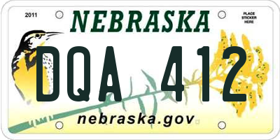 NE license plate DQA412