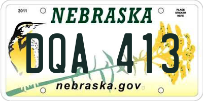 NE license plate DQA413