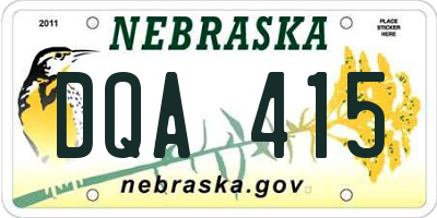 NE license plate DQA415