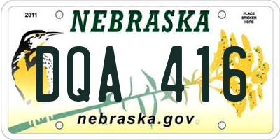 NE license plate DQA416