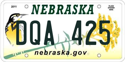 NE license plate DQA425