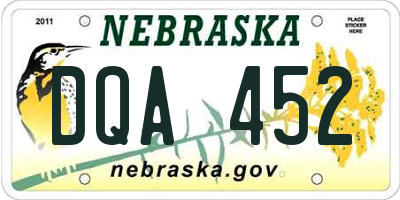 NE license plate DQA452