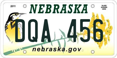 NE license plate DQA456