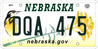 NE license plate DQA475
