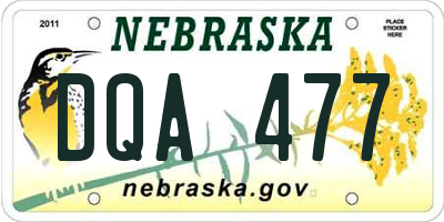 NE license plate DQA477