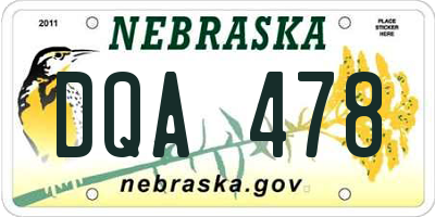 NE license plate DQA478