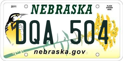 NE license plate DQA504
