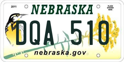 NE license plate DQA510