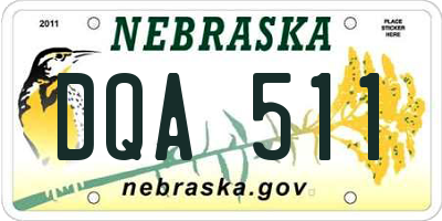 NE license plate DQA511