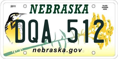 NE license plate DQA512
