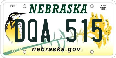 NE license plate DQA515