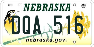 NE license plate DQA516