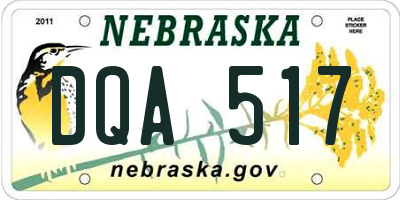 NE license plate DQA517