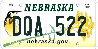 NE license plate DQA522