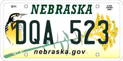 NE license plate DQA523
