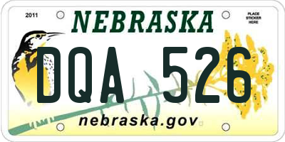 NE license plate DQA526