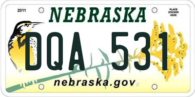 NE license plate DQA531