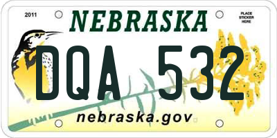 NE license plate DQA532