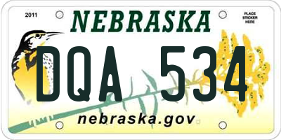 NE license plate DQA534