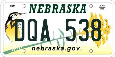 NE license plate DQA538