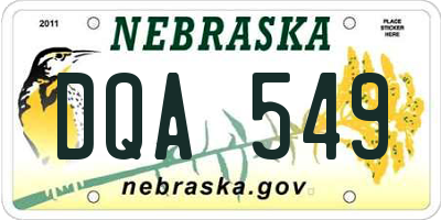NE license plate DQA549