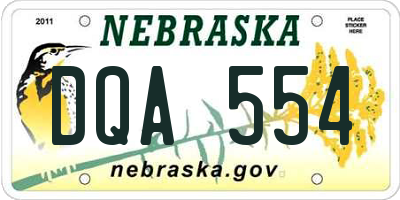 NE license plate DQA554