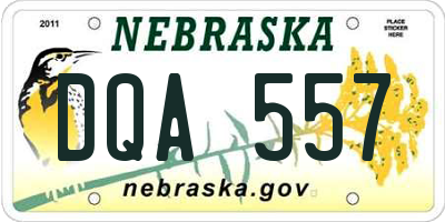 NE license plate DQA557