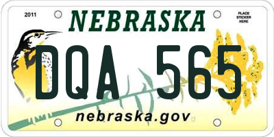 NE license plate DQA565