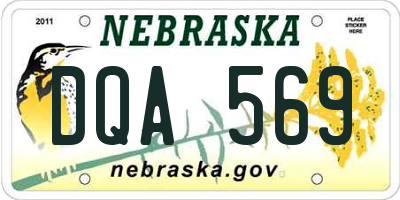 NE license plate DQA569