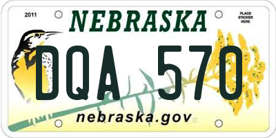 NE license plate DQA570