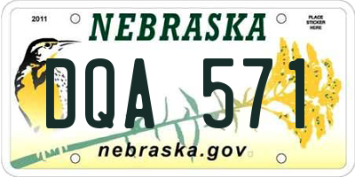 NE license plate DQA571