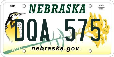 NE license plate DQA575