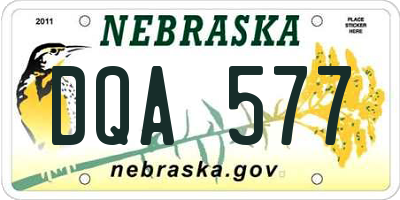 NE license plate DQA577