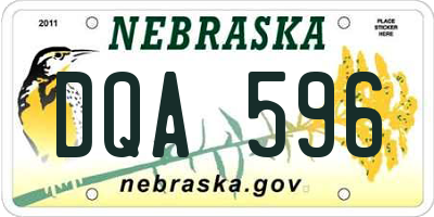NE license plate DQA596