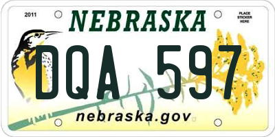 NE license plate DQA597