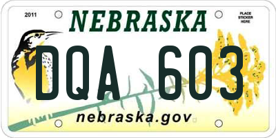 NE license plate DQA603