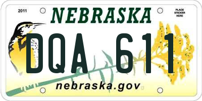 NE license plate DQA611