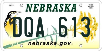 NE license plate DQA613