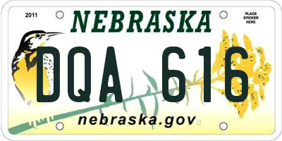 NE license plate DQA616