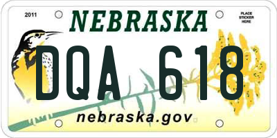 NE license plate DQA618