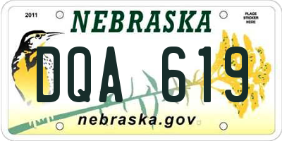 NE license plate DQA619