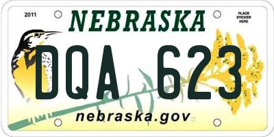 NE license plate DQA623