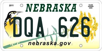 NE license plate DQA626
