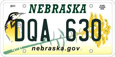 NE license plate DQA630